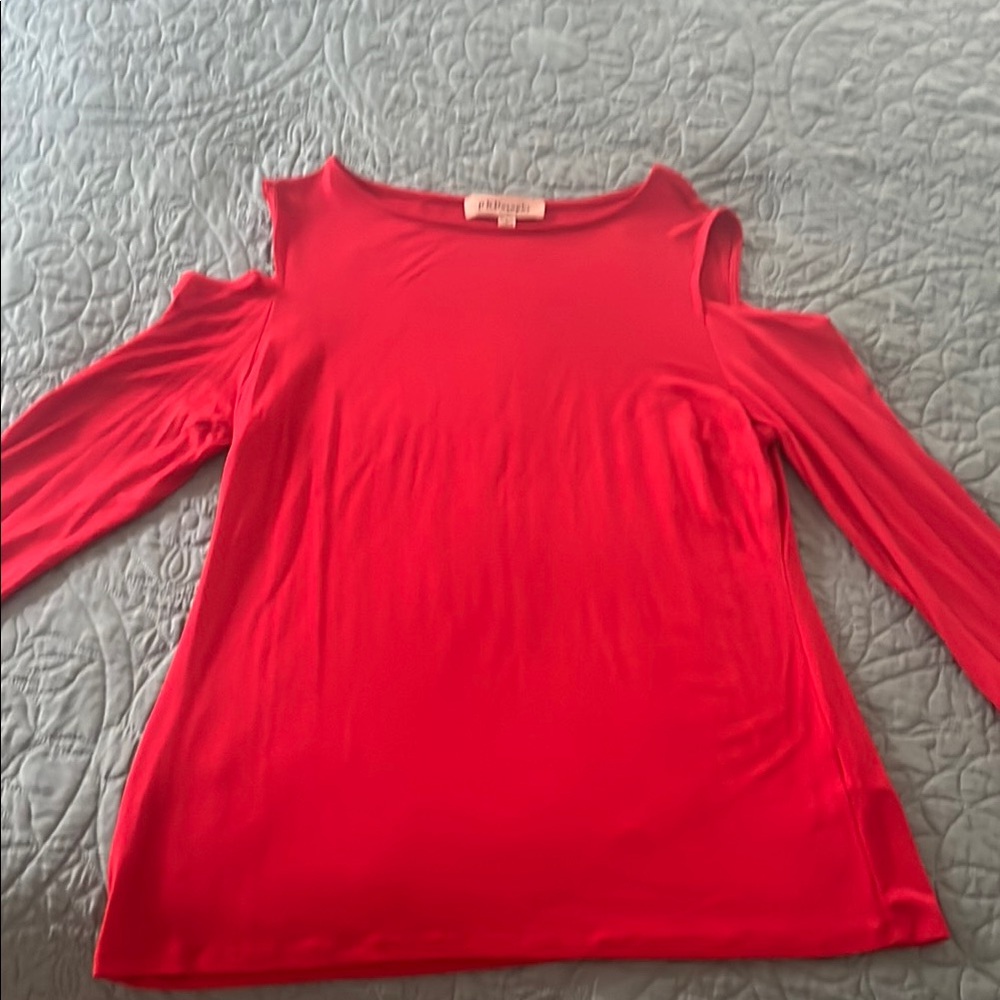 Philosophy Red 3/4 Sleeve Cut Out Blouse